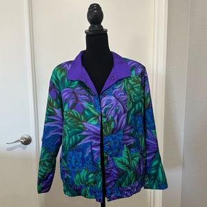 Vintage Reversible Jacket • size S/M • Monsteras & Leopards